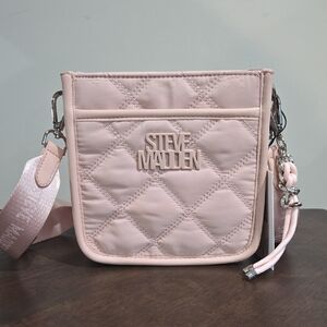 Steve Madden Pink Quilted Crossbody Bag with Satin Finish